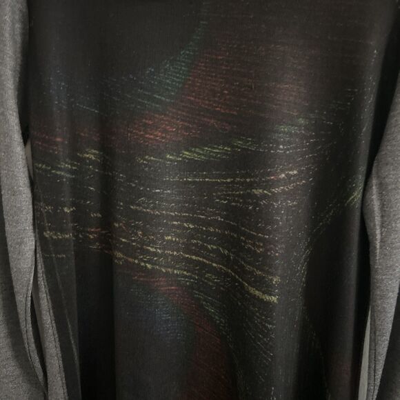 GO Couture Black Gray Cowl Neck Tunic Dress Long Sleeve Hi Lo Women’s Large NWT - Picture 4 of 8